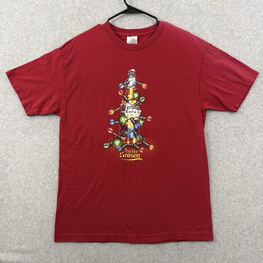 Vintage Corona Extra Shirt Men Large Red Christmas Tis The Season Graphic 2000s